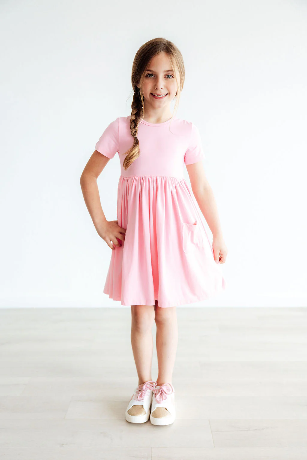 Bubblegum Pink S/S Pocket Twirl Dress - Image 3