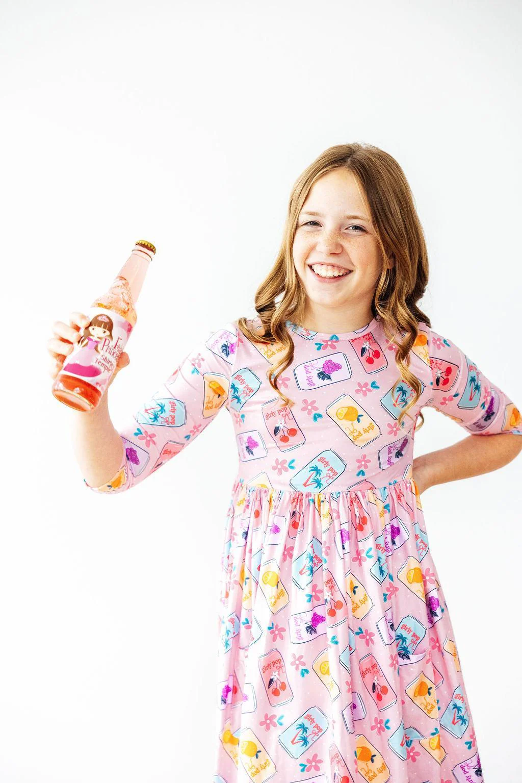 Girly Pop 3/4 Sleeve Pocket Twirl Dress - Image 4