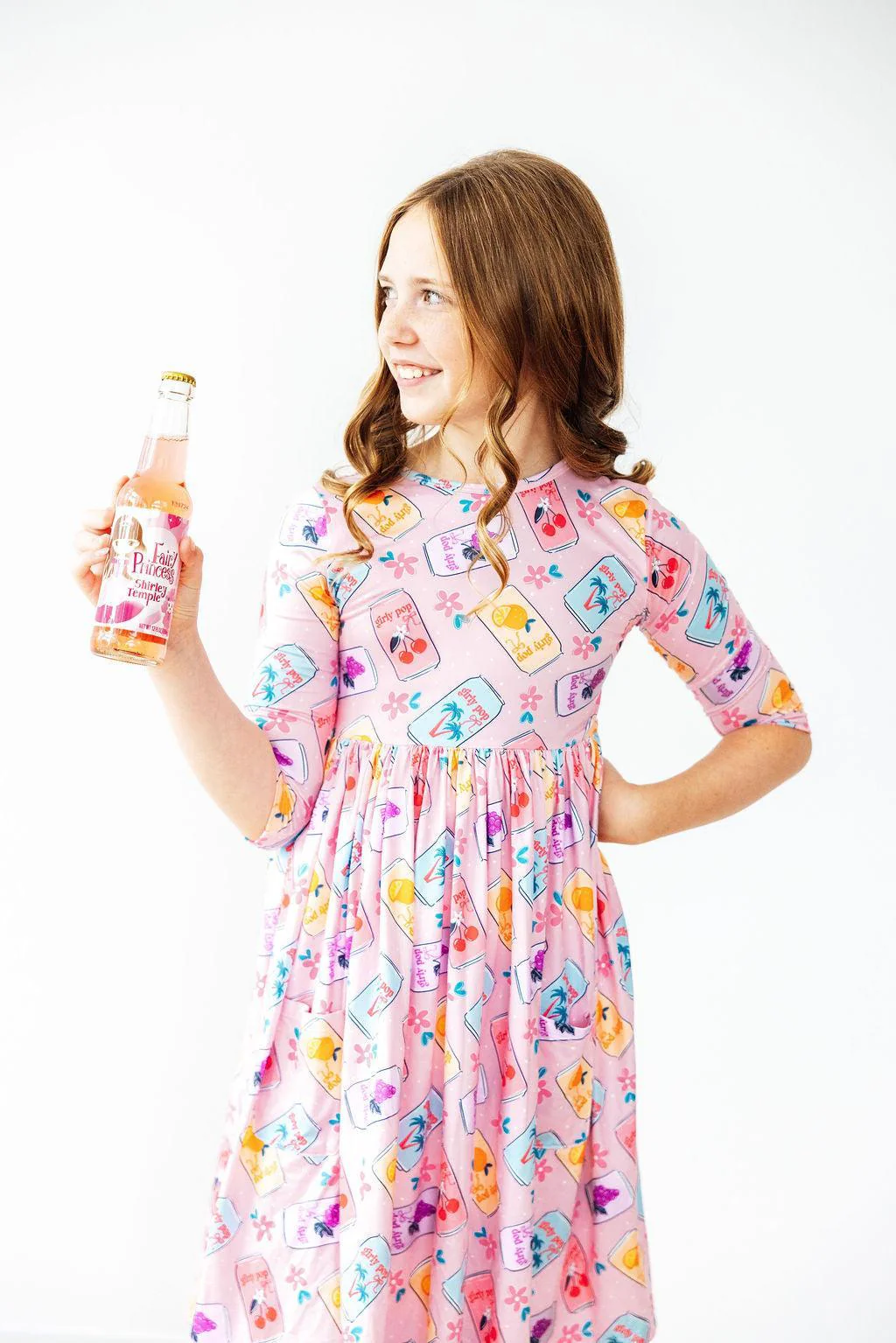 Girly Pop 3/4 Sleeve Pocket Twirl Dress - Image 6