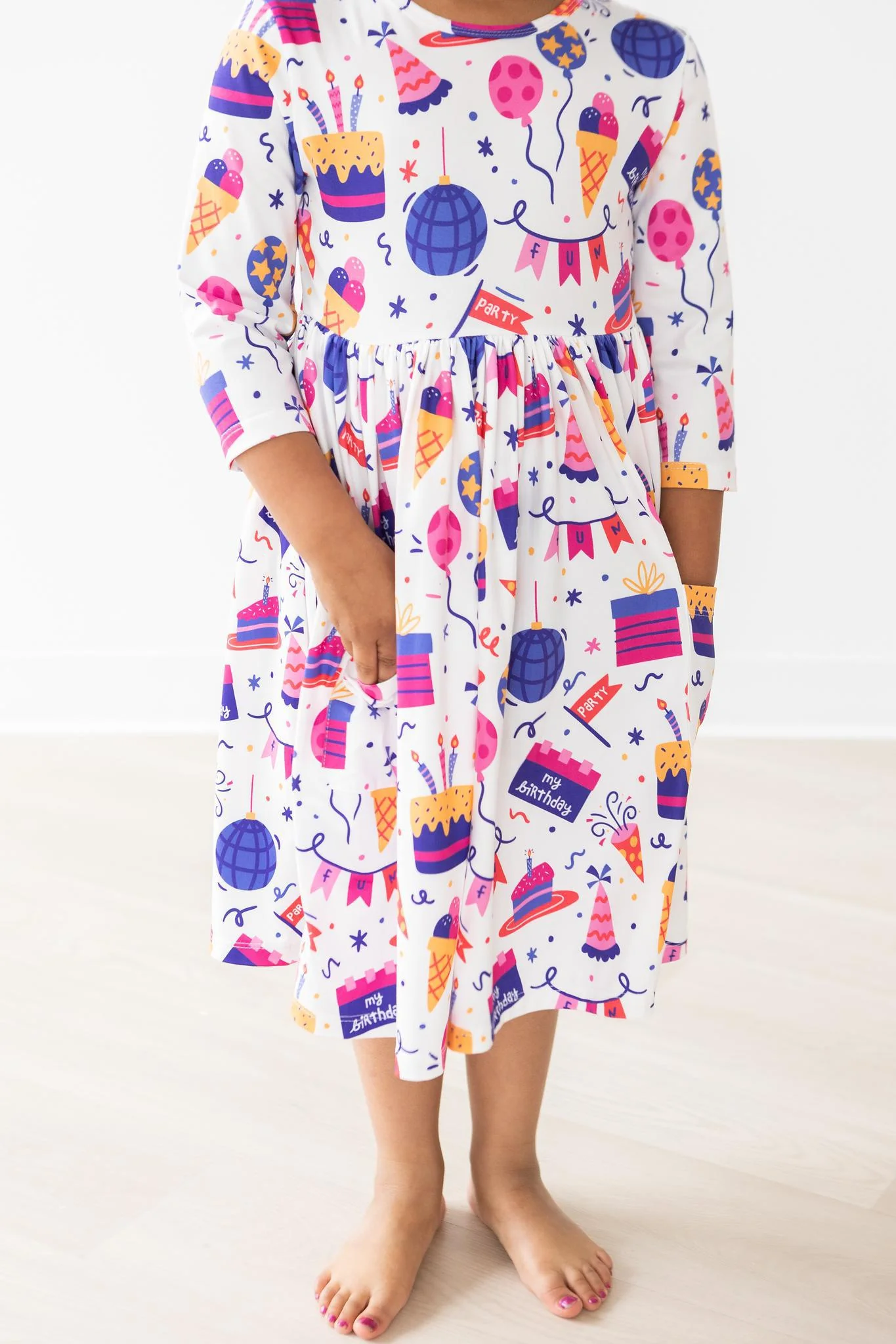 Happy Birthday 3/4 Sleeve Pocket Twirl Dress - Image 3
