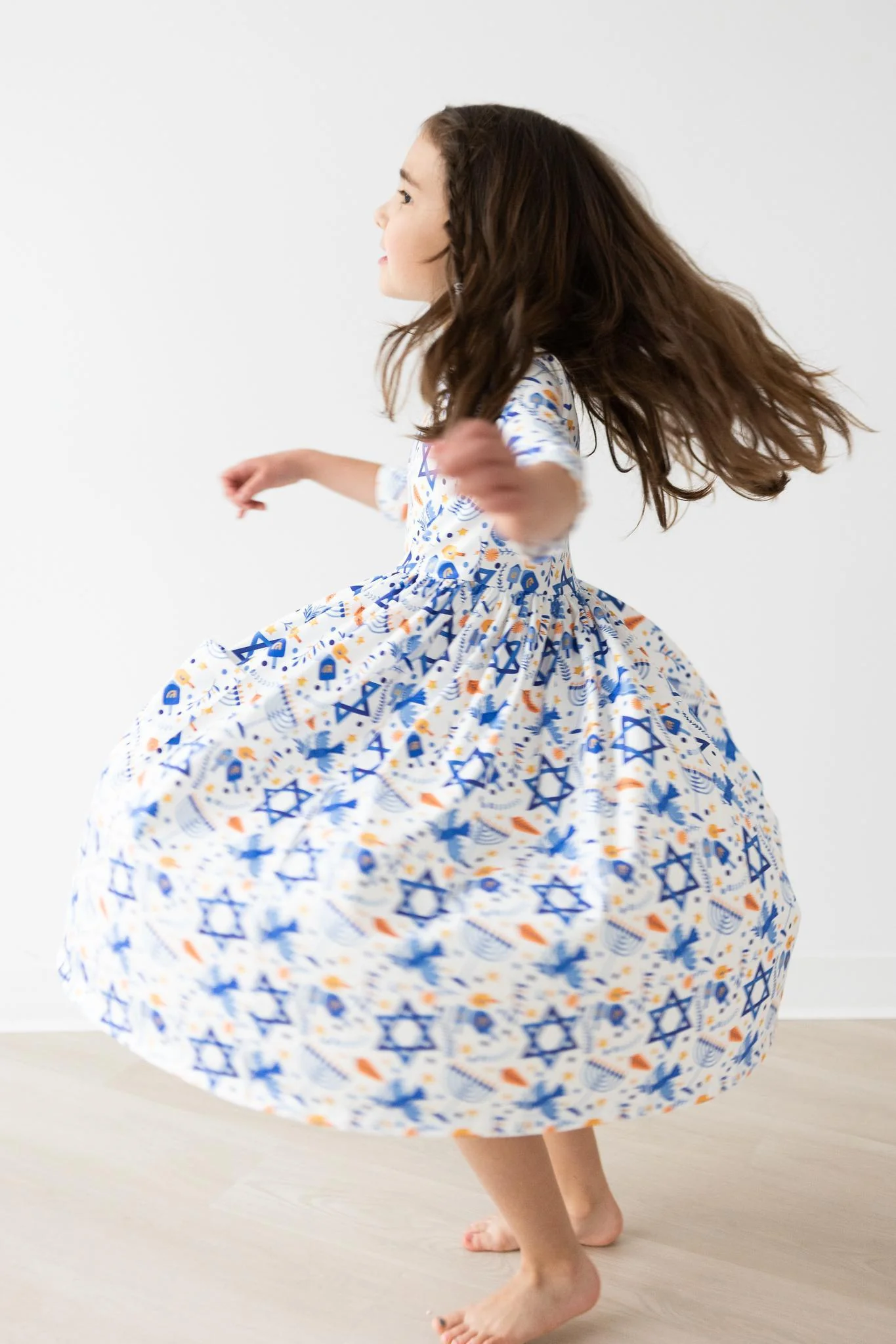 Happy Hanukkah 3/4 Sleeve Pocket Twirl Dress - Image 4