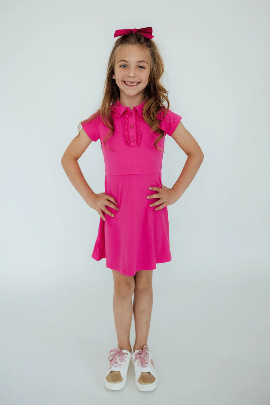 Hot Pink S/S Polo Dress - Image 4