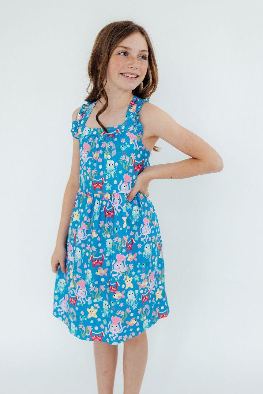 Jellyfish Jamboree Ruffle Cross Back Dress - Image 3
