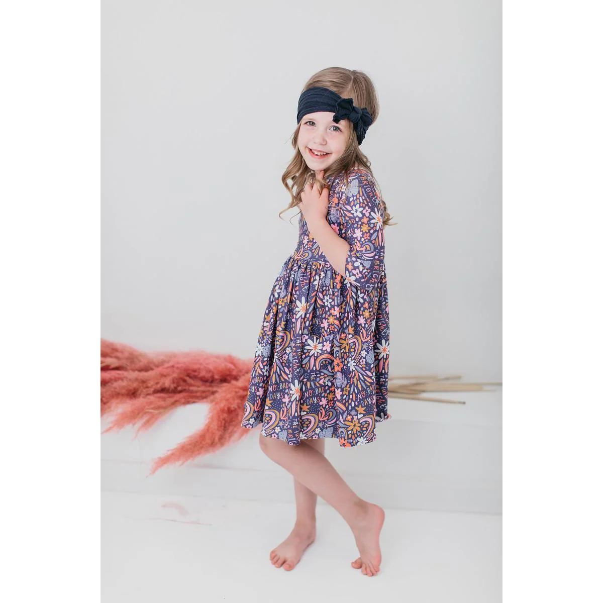 Navy Cable Knit Nylon Headwrap - Image 3