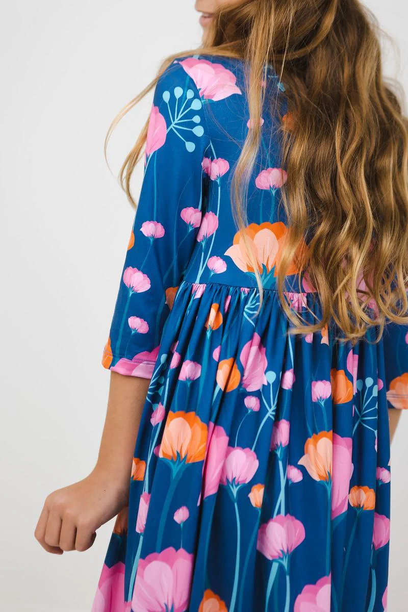 Poppies 3/4 Sleeve Pocket Twirl Dress - Image 3