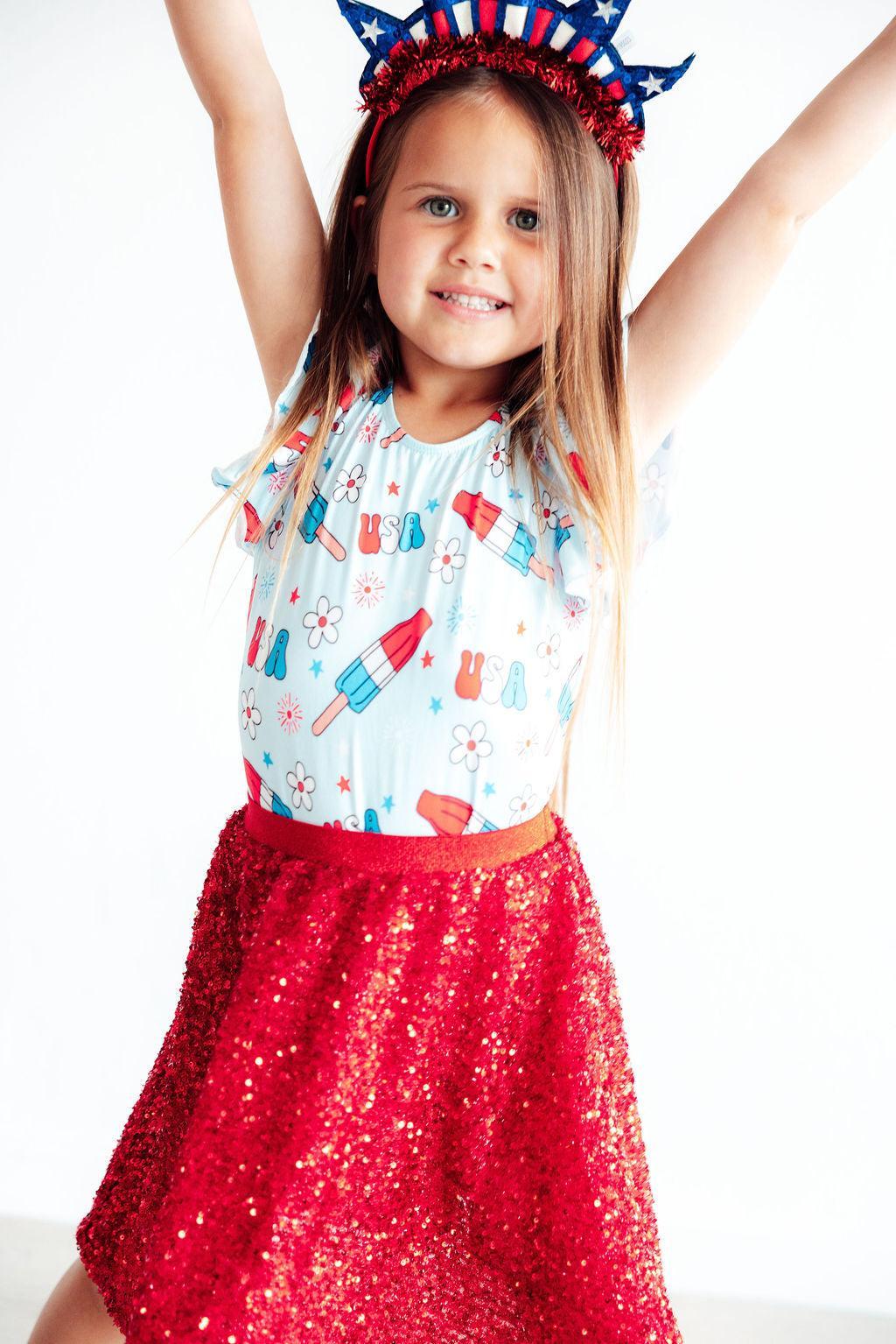 SALE Proudly Patriotic S/S Flutter Sleeve Leotard - Image 3