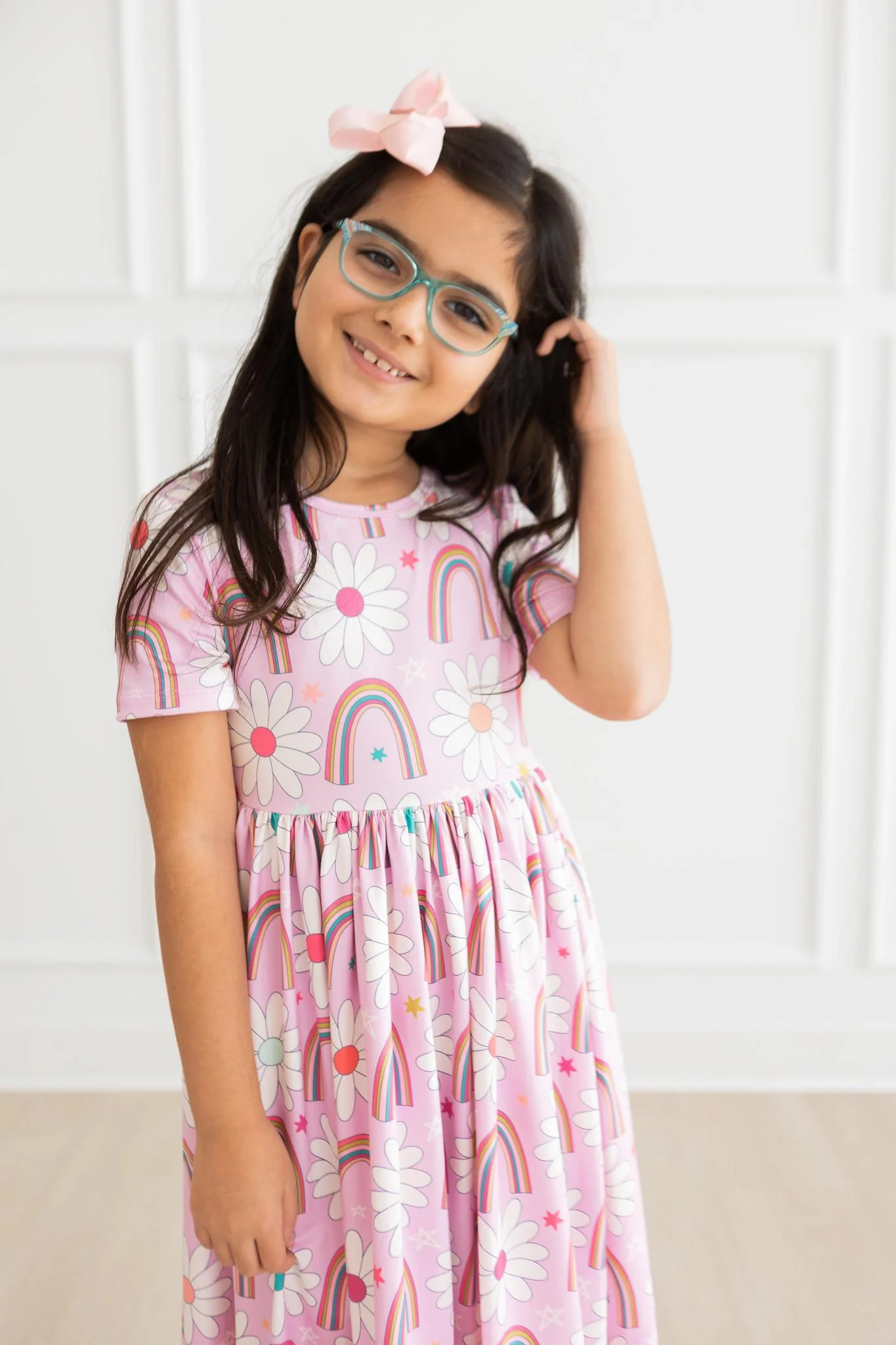 Rainbow Daisies S/S Pocket Twirl Dress - Image 3