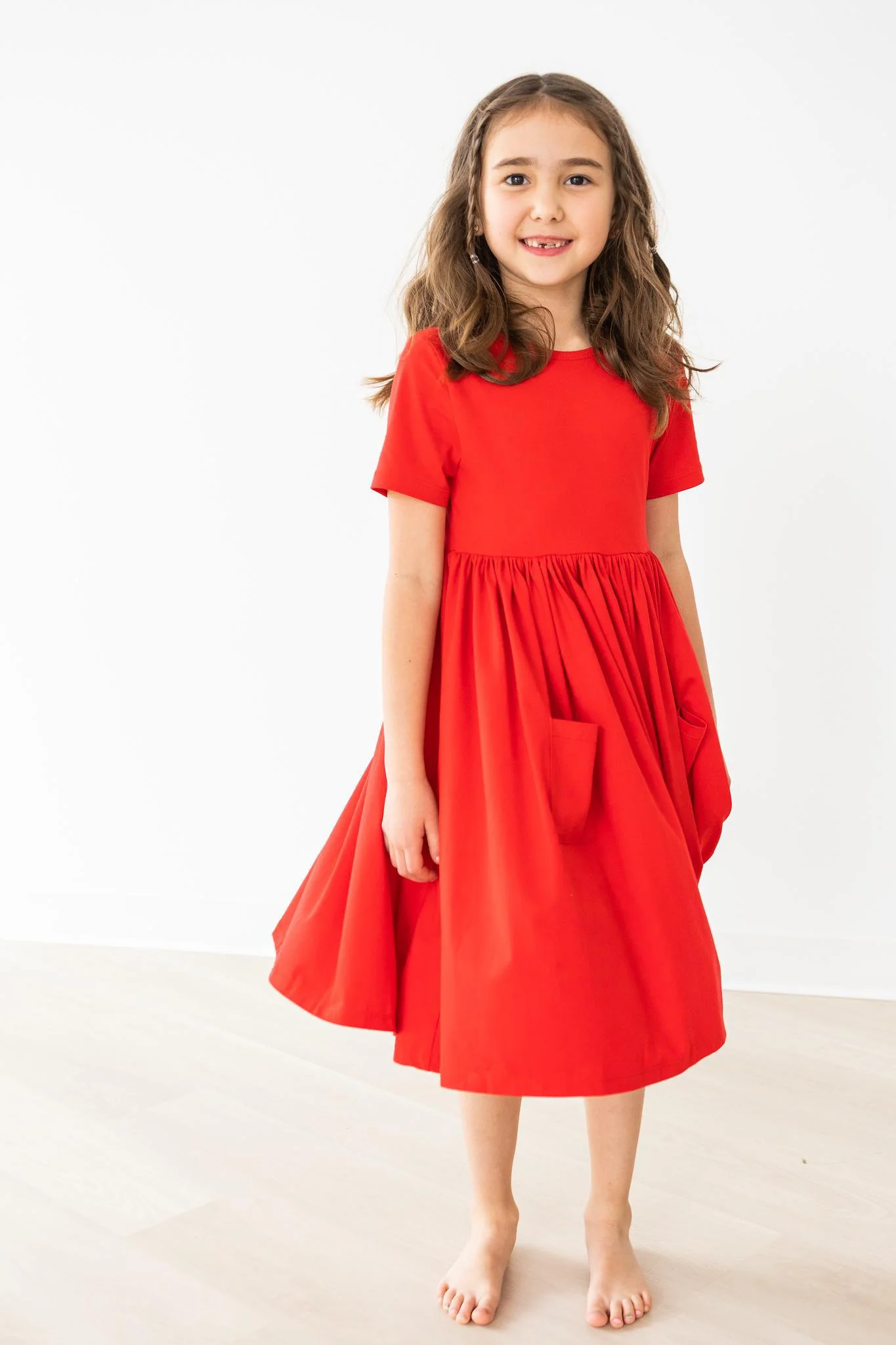 Red S/S Pocket Twirl Dress - Image 4