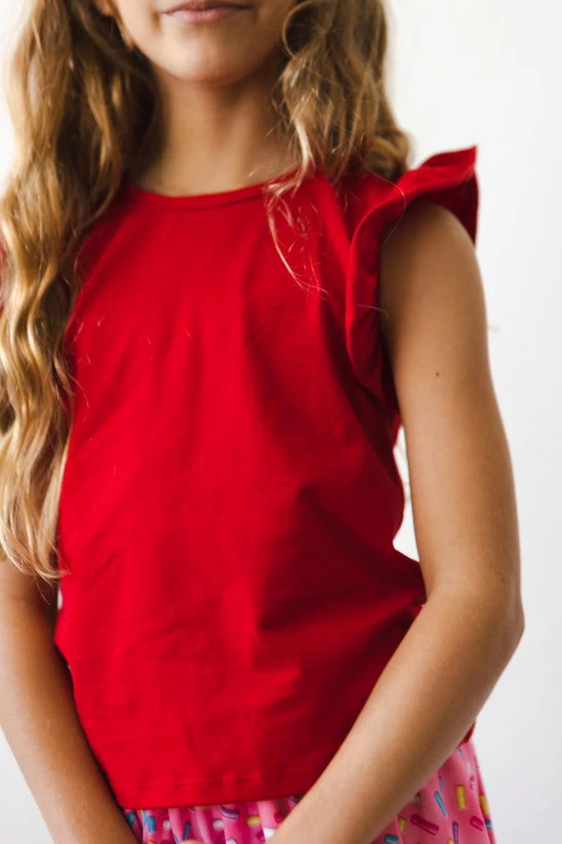 Red S/S Ruffle Tee - Image 5