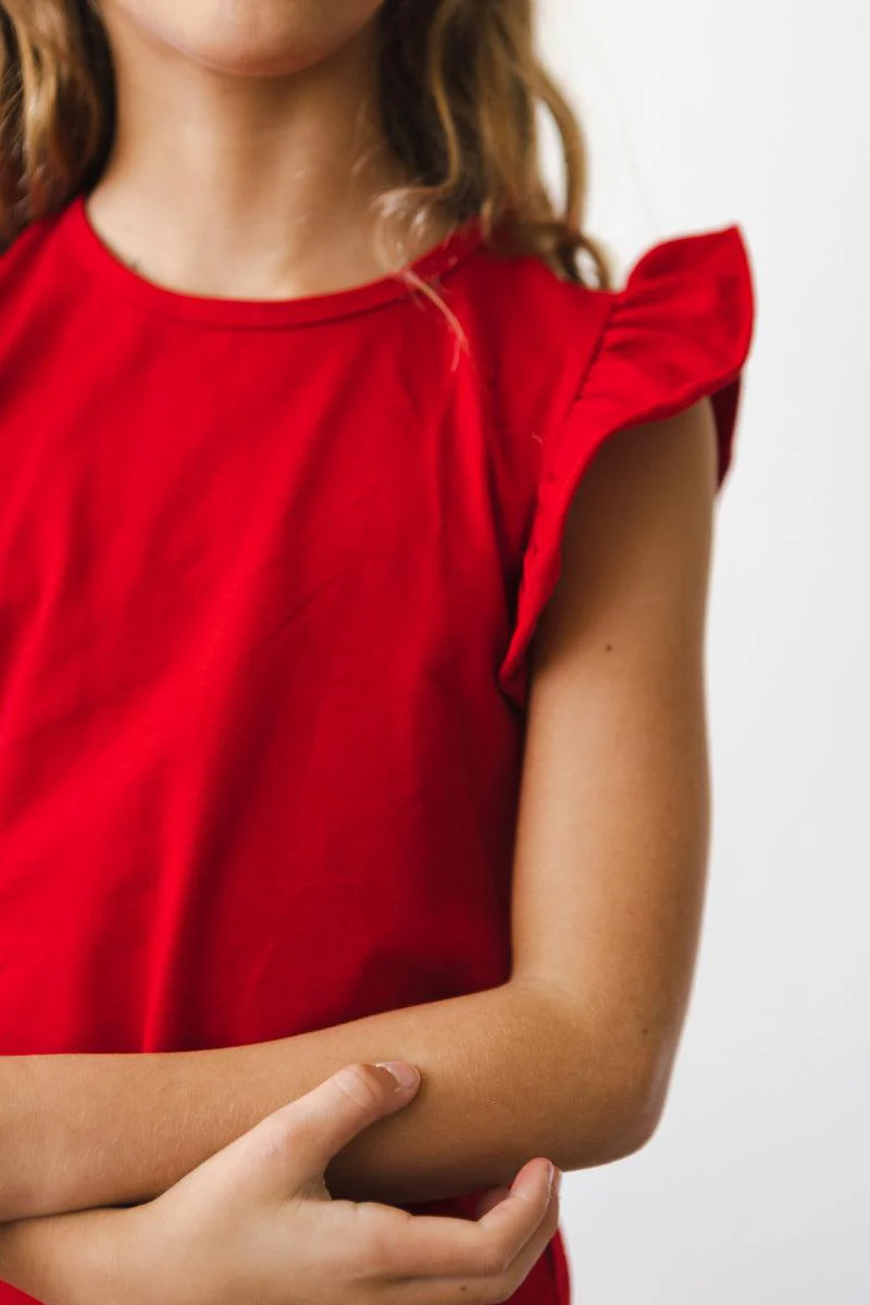 Red S/S Ruffle Tee - Image 7