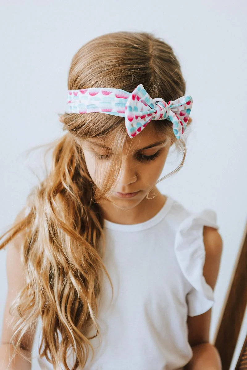 SALE Red, White & Cute Nylon Bow Headwrap - Image 3