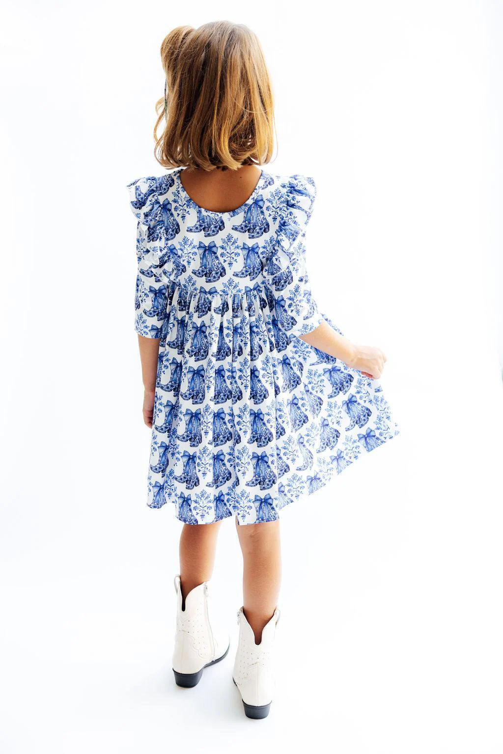 Southern Belle 3/4 Sleeve Ruffle Twirl Dress - Image 3