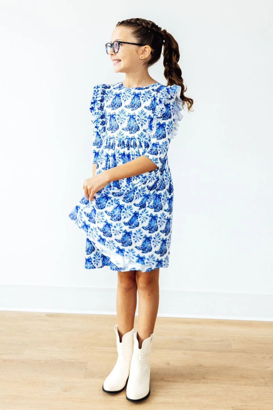 Southern Belle 3/4 Sleeve Ruffle Twirl Dress - Image 5