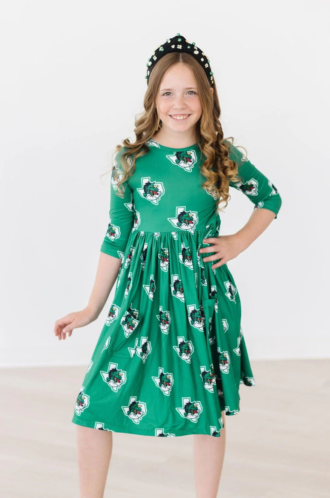 Southlake Carroll Dragons 3/4 Sleeve Pocket Twirl Dress - Image 10
