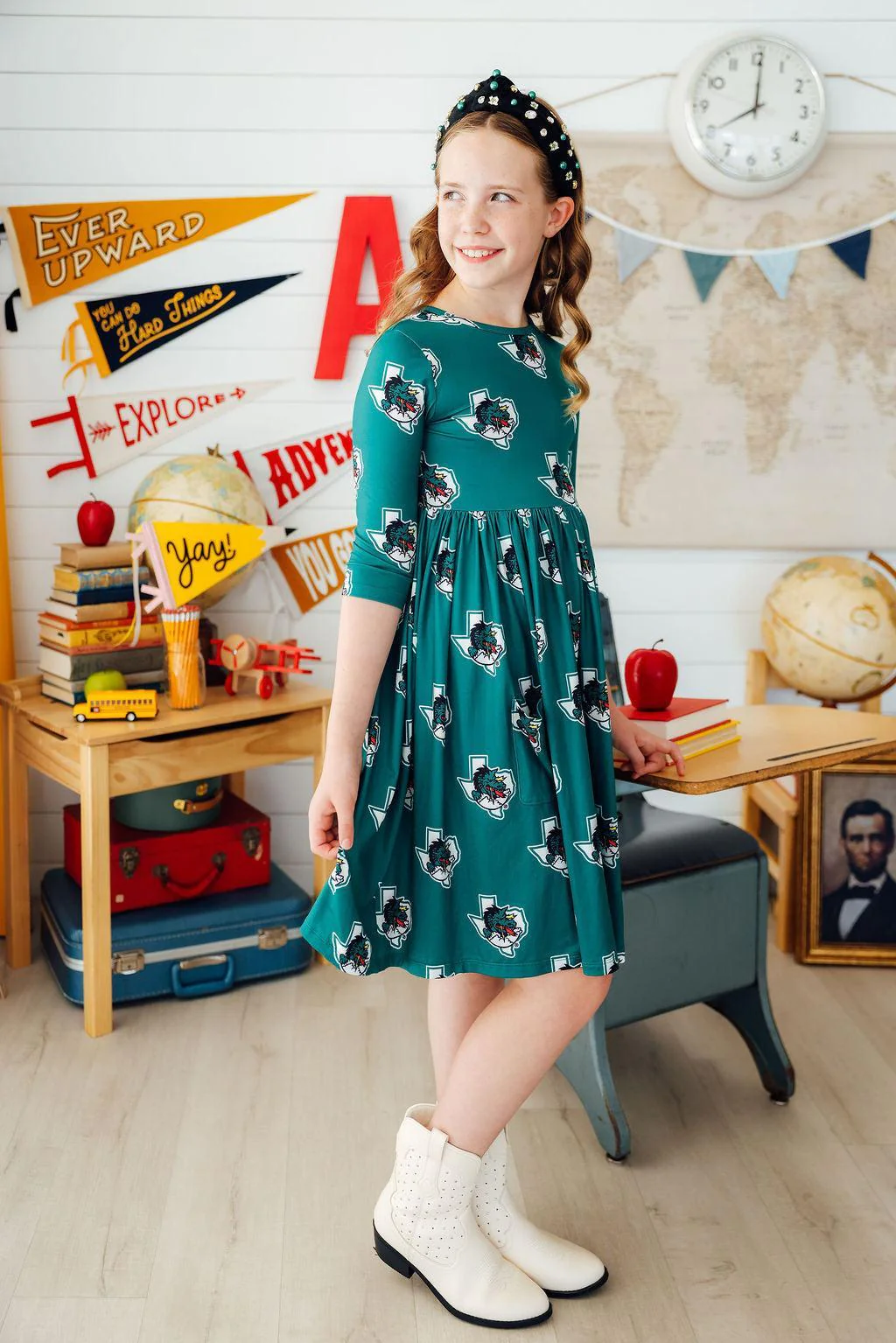 Southlake Carroll Dragons 3/4 Sleeve Pocket Twirl Dress - Image 12