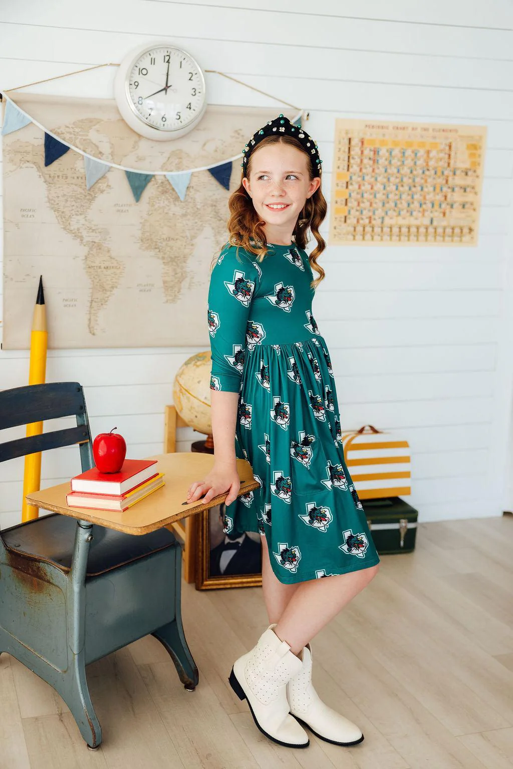 Southlake Carroll Dragons 3/4 Sleeve Pocket Twirl Dress - Image 13