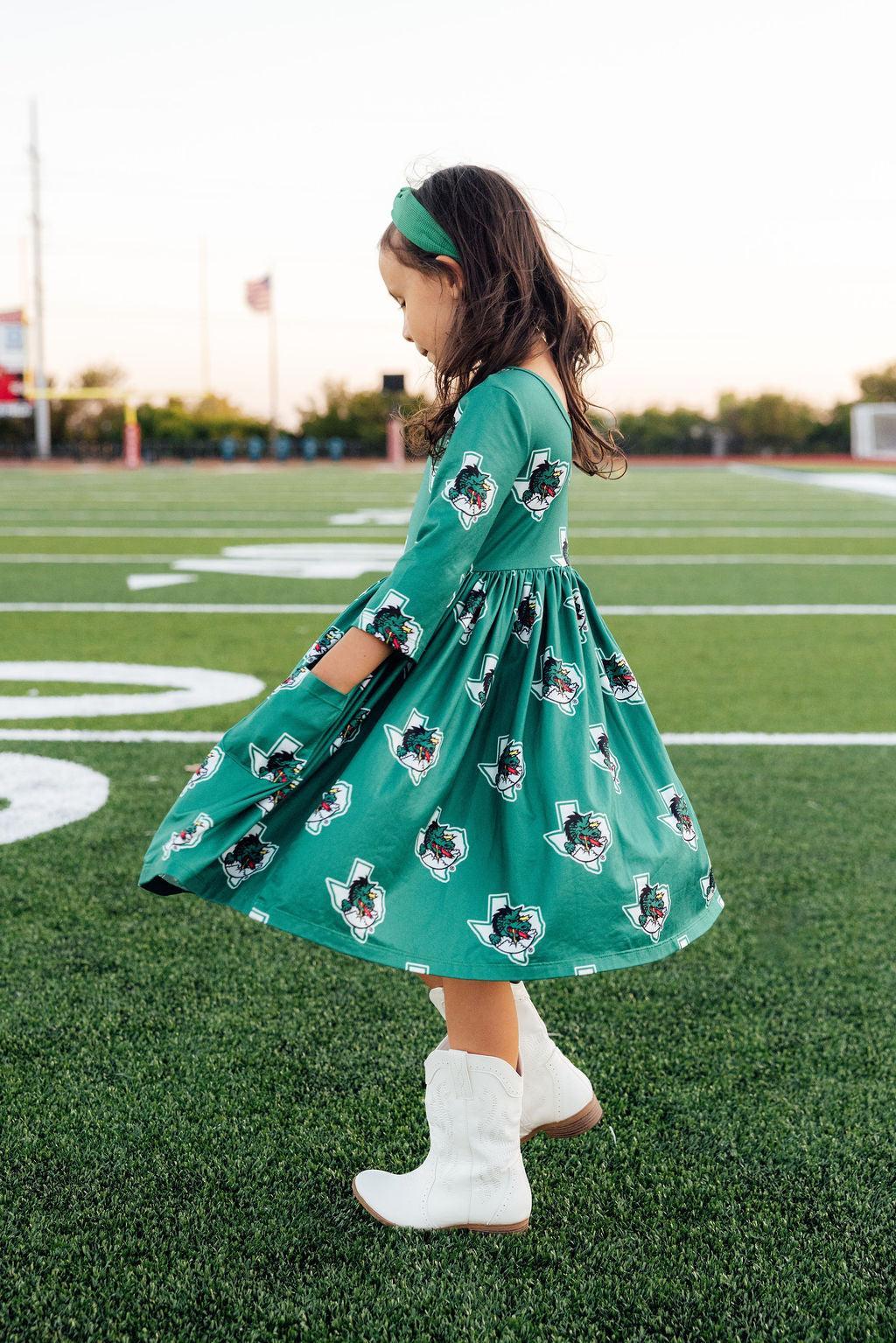 Southlake Carroll Dragons 3/4 Sleeve Pocket Twirl Dress - Image 15