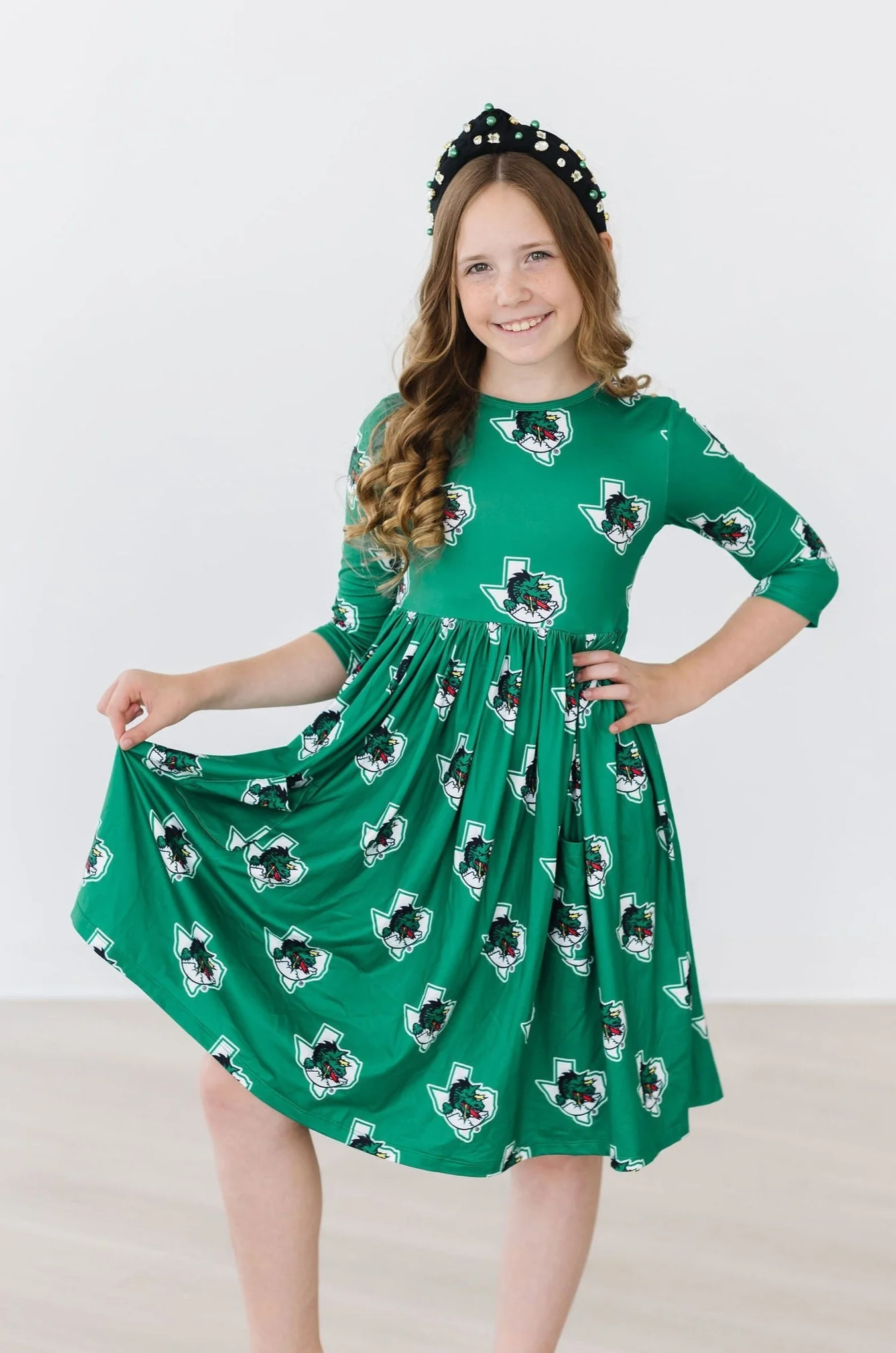 Southlake Carroll Dragons 3/4 Sleeve Pocket Twirl Dress - Image 6