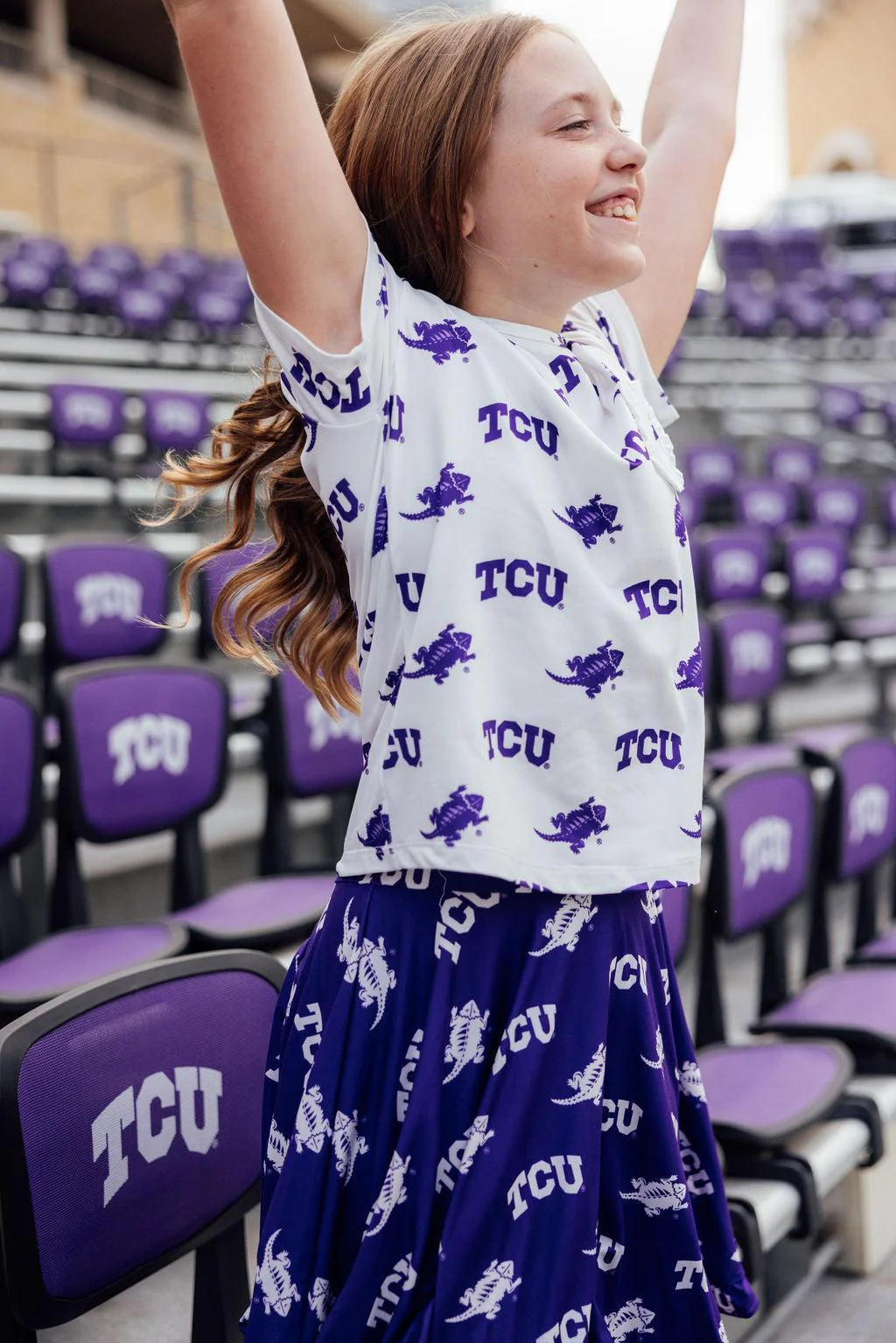 TCU Purple Frog Ruffle Twirl Skort - Image 3