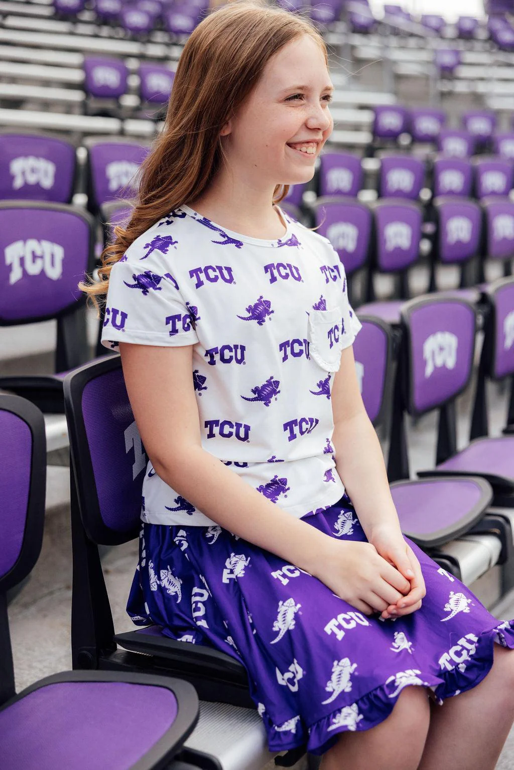 TCU Purple Frog Ruffle Twirl Skort - Image 4