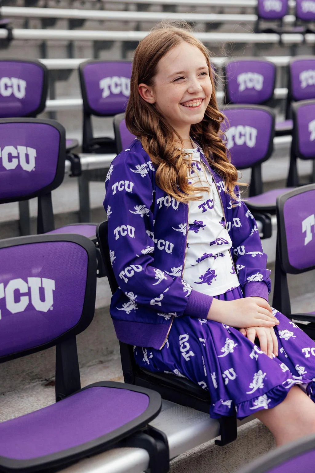 TCU Purple Frog Ruffle Twirl Skort - Image 5
