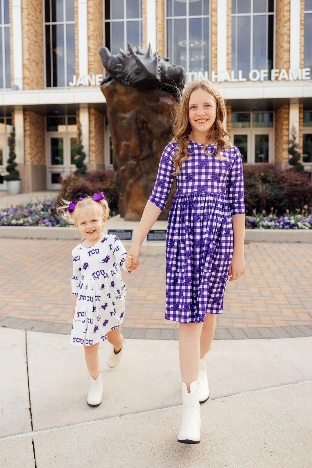 TCU White Frog 3/4 Sleeve Pocket Twirl Dress - Image 3