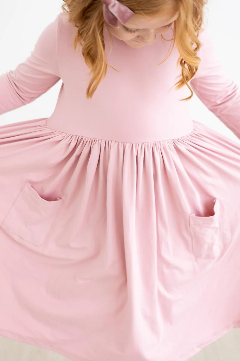 Vintage Pink 3/4 Sleeve Pocket Twirl Dress - Image 5