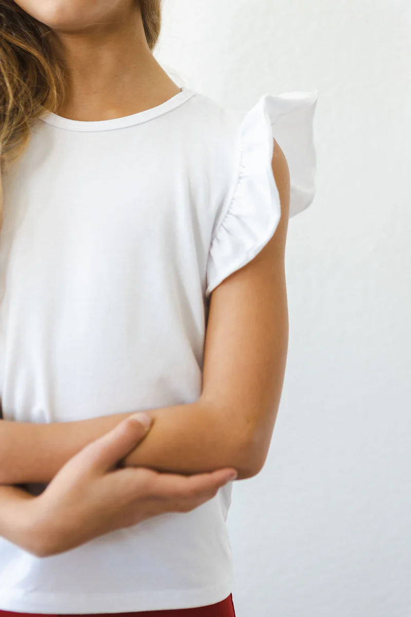 White S/S Ruffle Tee - Image 5